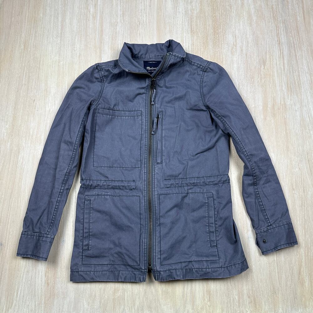 Madewell Blue Fleet Utility Khaki Military Style Drawstring Full Zip Jacket XS